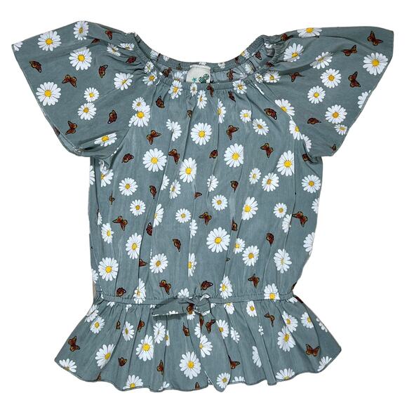 Lily Bleu Girls Floral Peplum Butterfly Blouse Size L/14 - Picture 1 of 11